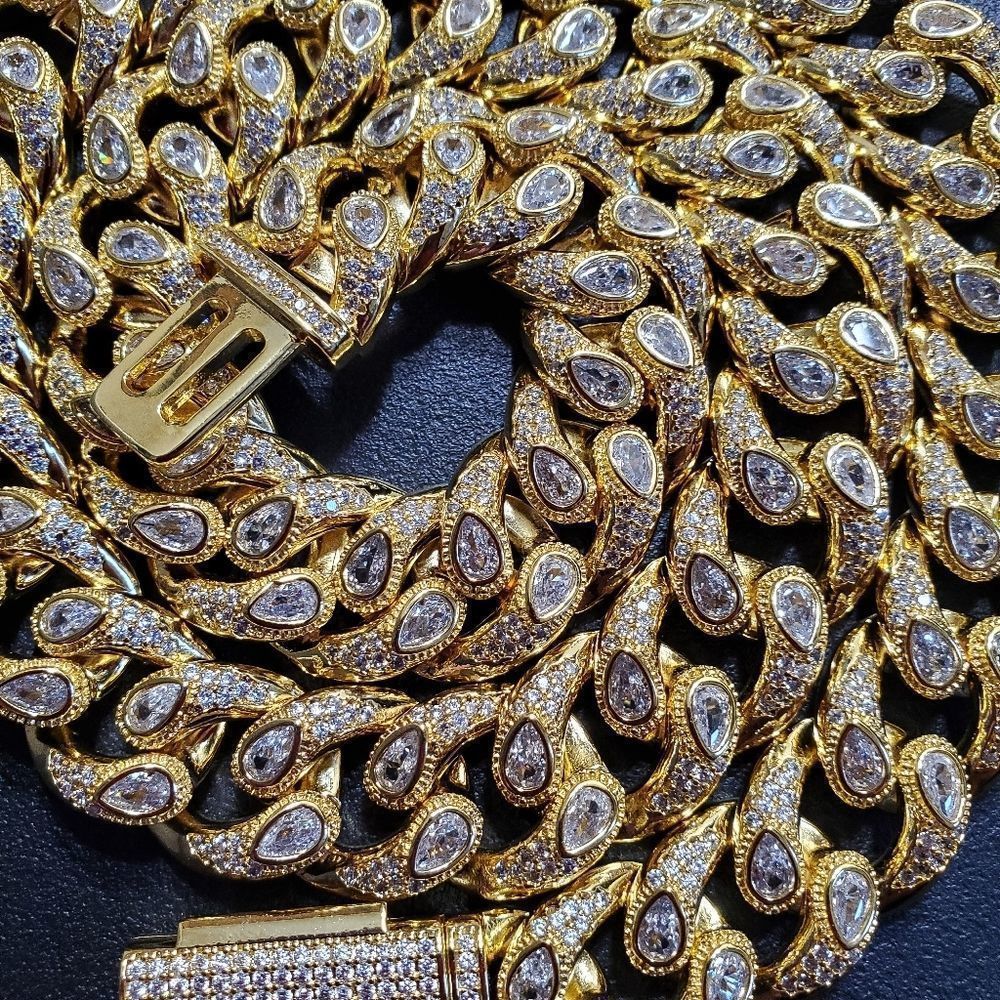 Iced Out Tear Drop Cuban Link Chain